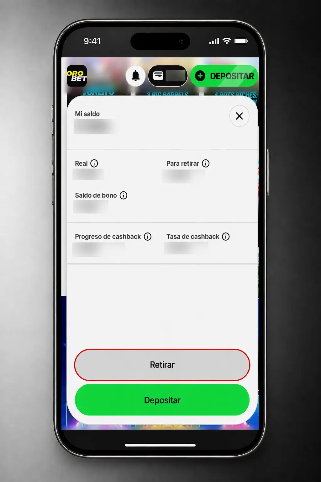 Guía paso a paso para retirar dinero en Orobet usando criptomonedas desde la sección de caja de la cuenta.