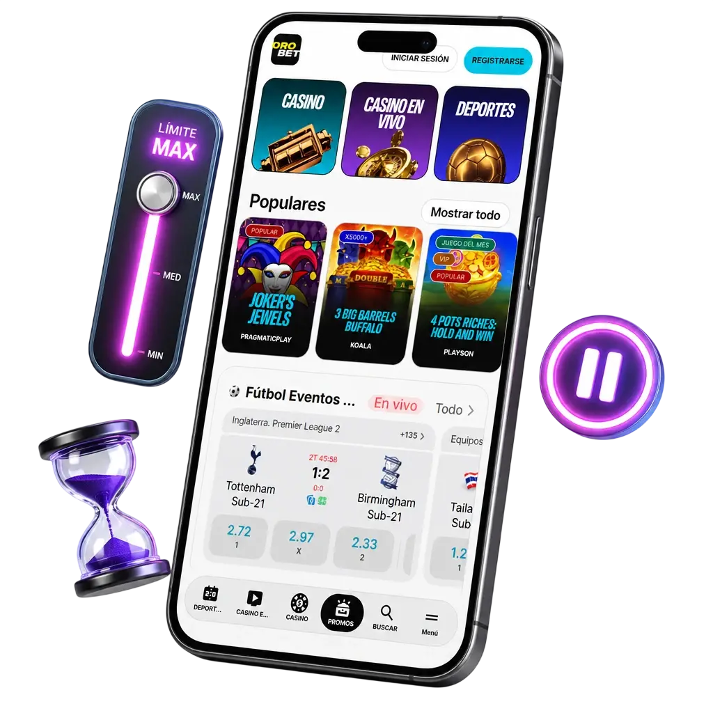 Herramientas de juego responsable en la app de Orobet: límites de depósito, recordatorios de tiempo y autoexclusión temporal.