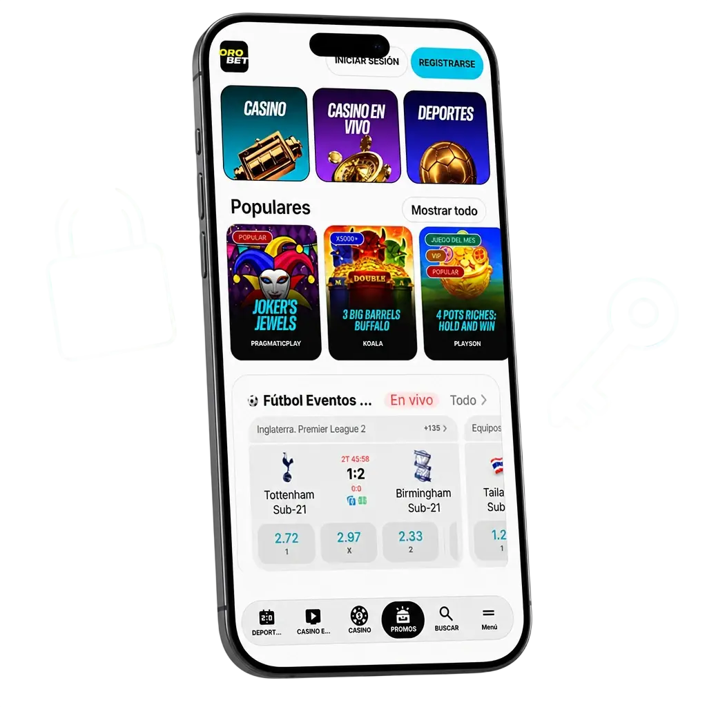 Iniciar sesión en la app de Orobet