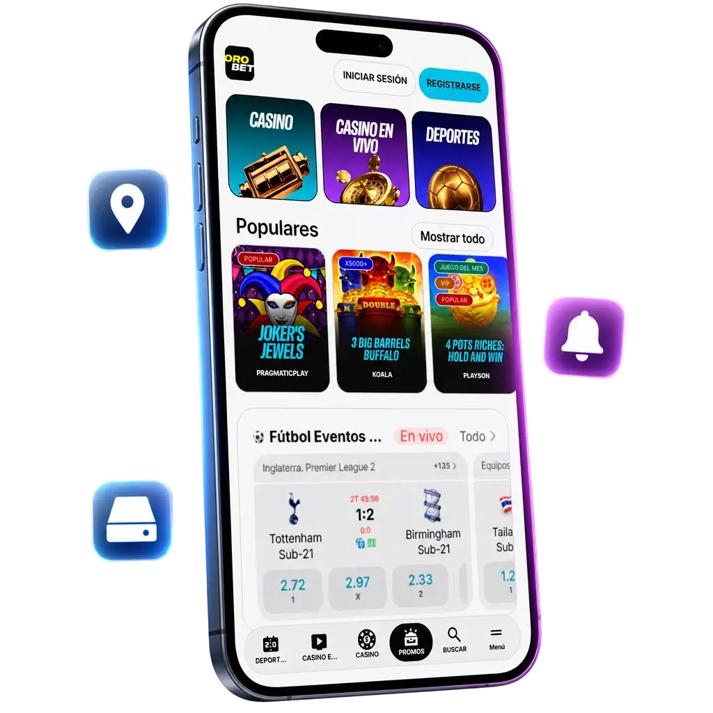 Permisos de la app Orobet: notificaciones, almacenamiento, ubicación y cámara para verificación y uso completo en tu dispositivo.